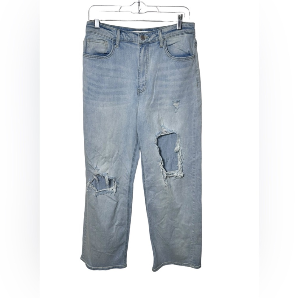 Vervet High Rise Lightwash Distressed Straight Leg Mom Denim Jean Size 30